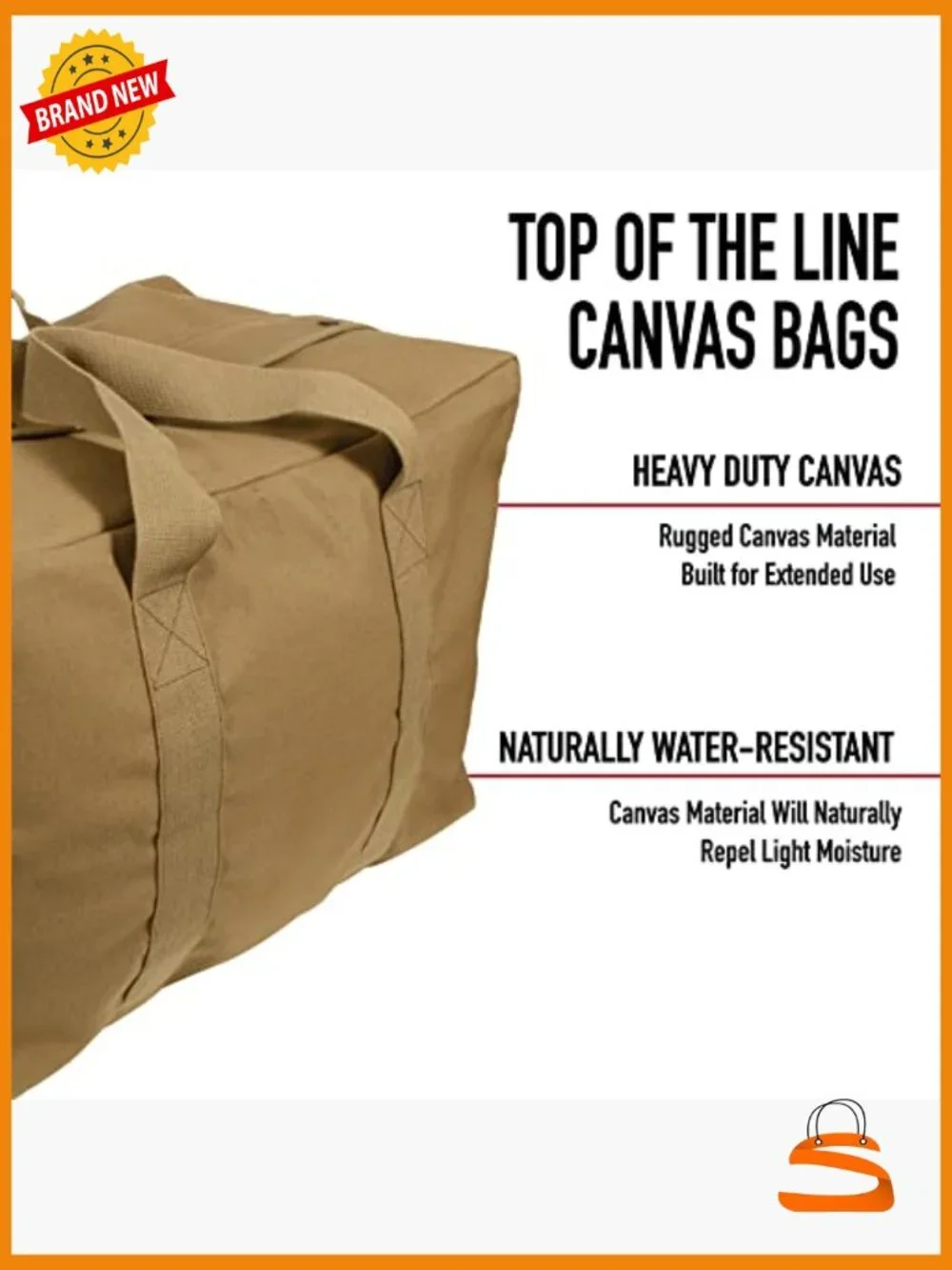 Extra Large Canvas Parachute Cargo Bag - 75L Travel Duffle